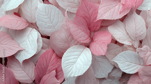 A delicate abstract pattern of pink and white leaves, showcasing nature's elegance