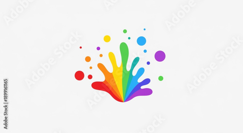 Vibrant rainbow paint splashes on white background colorful creative symbol