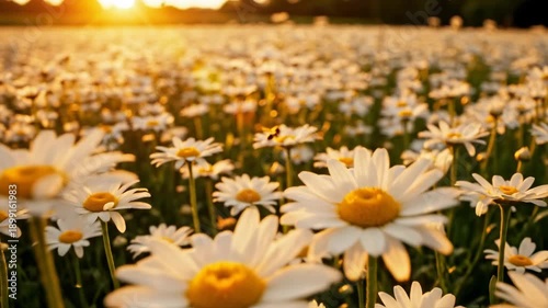 Daisy Field at Sunset - A Serene Floral Landscape.
