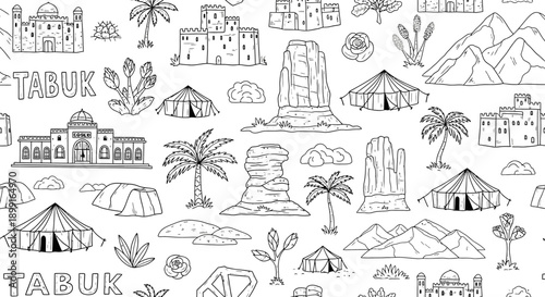 Desert Landscape Illustrations with Historical Significance
