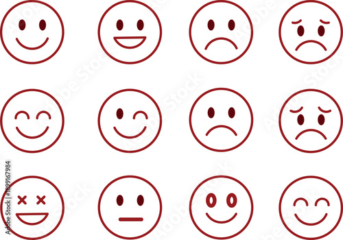 Emotional Emoticons: A collection of various emoticons, showcasing a wide range of human emotions. From joy and laughter to sadness and worry, these icons represent the spectrum of feelings.