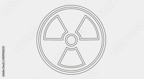 A simple, gray outline of the international symbol representing radiation hazard, centered on a neutral background.