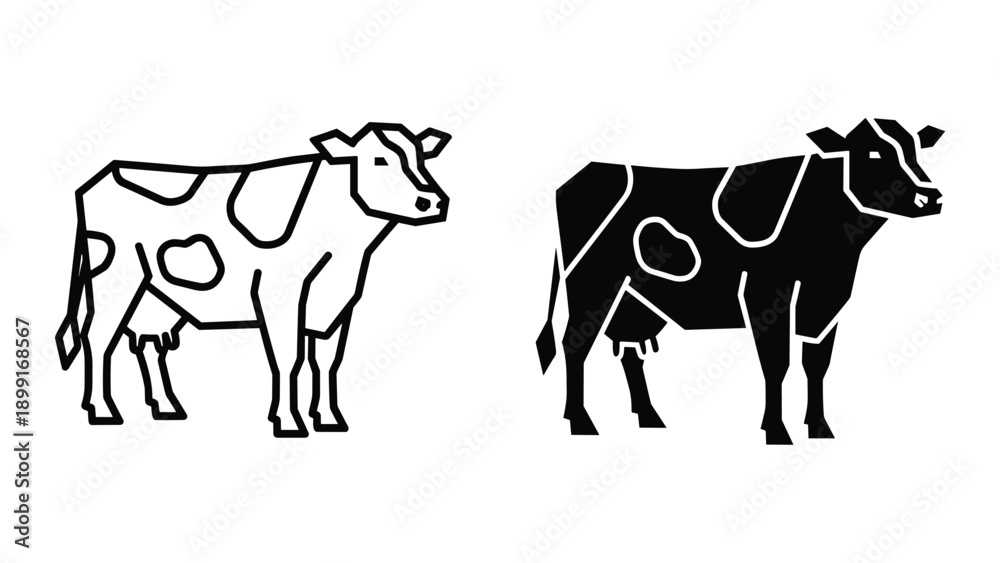 Fototapeta premium Cow silhouette in black and white
