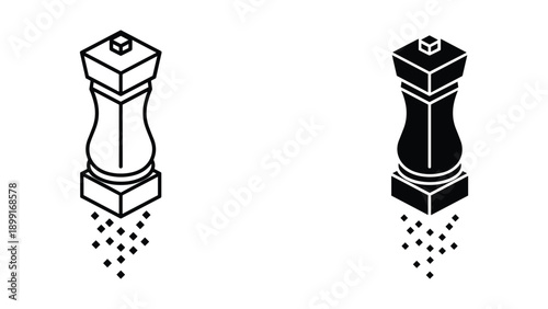 Salt and pepper grinder icon in black and white