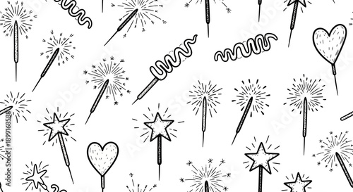 Celebration Event, Fun Fireworks, Festive Background, Illustration Style