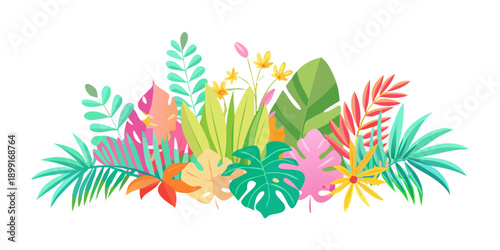 Vibrant tropical plants illustration