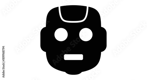 Black robot face icon design.
