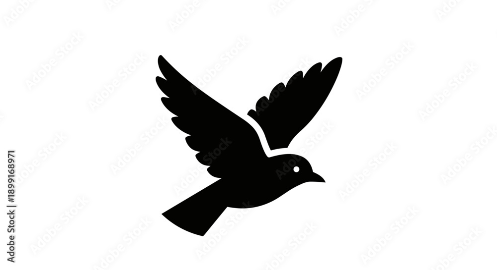 Obraz premium Black silhouette of flying bird 2.