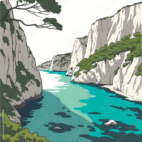 Serene coastal landscape