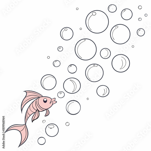 Playful fish swimming with bubbles