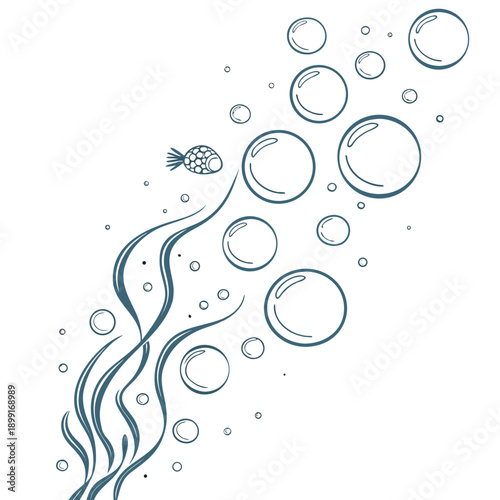 Fish swimming with bubbles