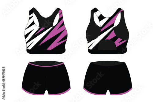 Stylish Black and Pink Sports Bra and Shorts Set for Athletic Performance and Comfort