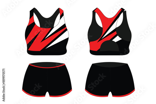 Stylish Red and Black Sport Bra and Shorts Set for Active Lifestyle and Fitness Enthusiasts