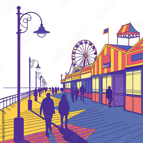 Fotografía Vibrant boardwalk scene
