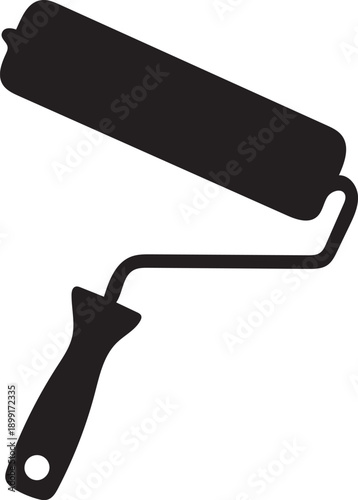 Handheld paint roller silhouette symbol for interior finishing and renovation