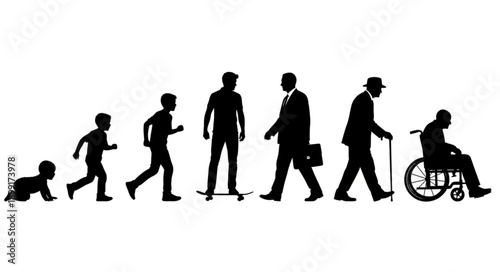 Human Life Cycle Stages Silhouette Evolution.