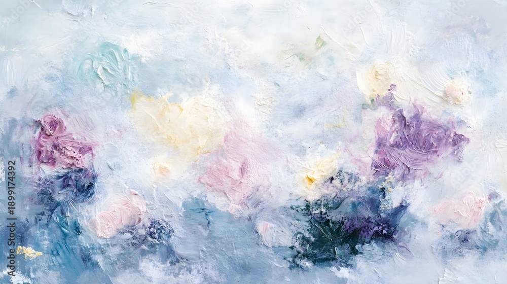 Fototapeta premium Abstract expressionist painting with pastel floral blooms