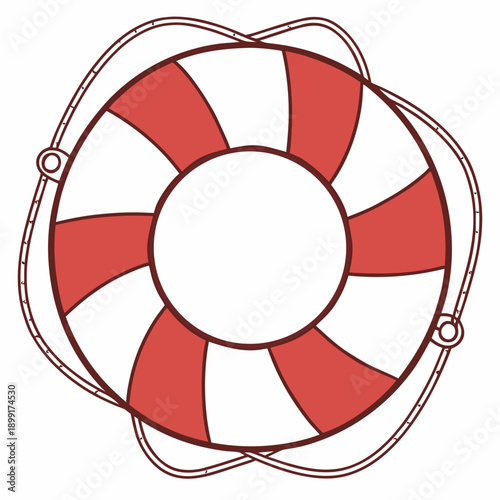 Red and white life buoy illustration