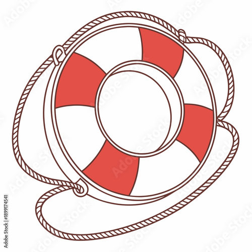 Red life buoy with rope