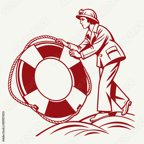 Sailor with life buoy