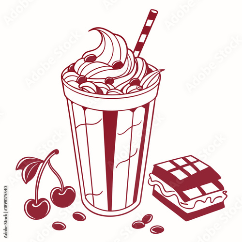 Cherry milkshake with chocolate and cherries