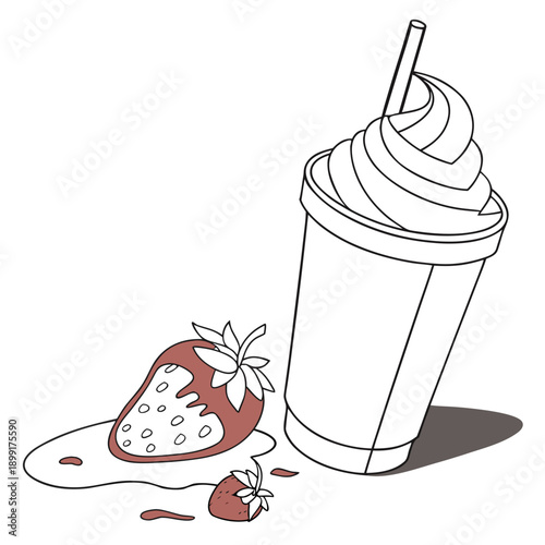 Strawberry milkshake with chocolate dipped strawberries