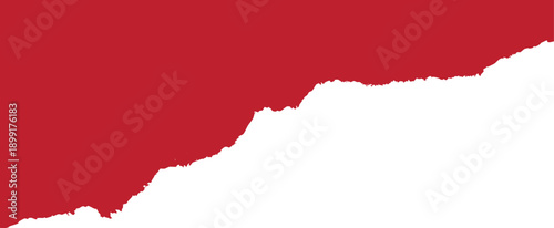 Red torn paper edge against white background