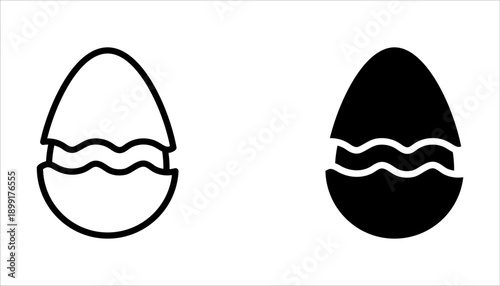 egg icon set, hatching egg to cook food icon on white background