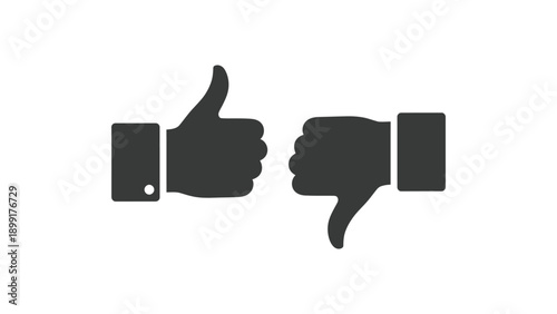 Digital illustration showing thumbs up and thumbs down icons for rating satisfaction