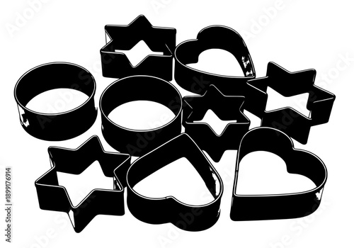 Collection of baking vectors displayed on a clean white surface from a top-down viewpoint