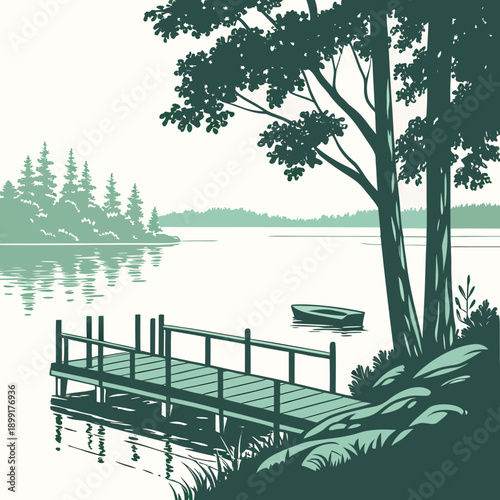Obraz na plátně Serene lakeside scene