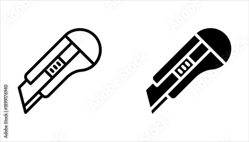 Cutter icon set for website design on white background