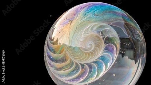 Beautiful Iridescent Bubble with Swirling Colors and Patterns