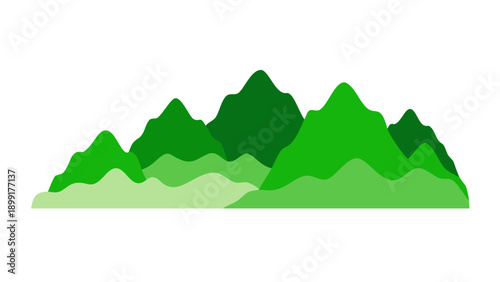 A green mountain range with several peaks Vector