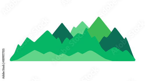 A green mountain range with several peaks Vector