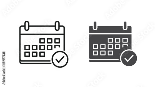 Confirmed schedule icon set showing completed tasks in two distinct graphic styles
