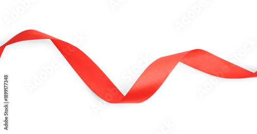 Curled red ribbon isolated ...