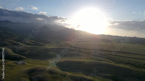 sunset in the mountains. mountain plateau. highlands