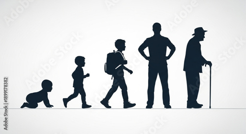 Human Life Cycle Stages Silhouette Progression.