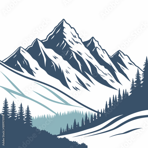 Snowy mountain landscape