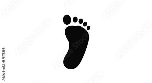 A black silhouette of a human foot on a white background