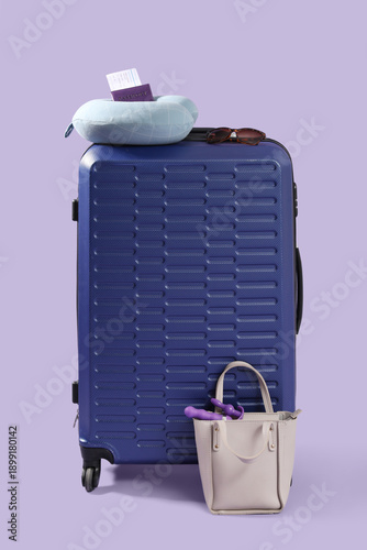 Suitcase with travel pillow...
