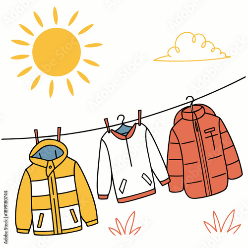 Clothes drying on a sunny day