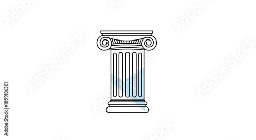 Classic Greek architectural column with ionic capital design represents history, heritage, stability, and law in traditional building styles.