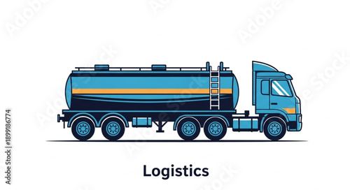 Blue tanker truck for logistics and transportation services.