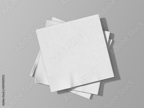 Photos White Blank Sheet of Paper Mockup for Tissue Cocktail Napkin 3D Rendering