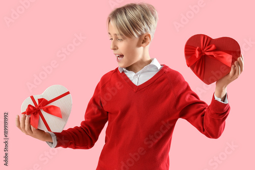 Happy little boy with gift ...