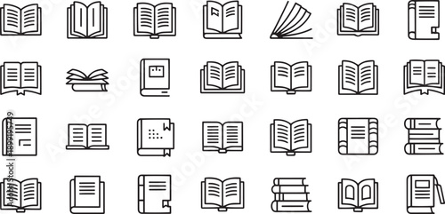 Collection of Open and Closed Books Icons