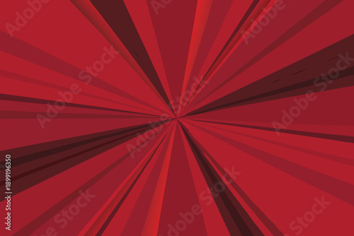 A vibrant radial burst of crimson and dark red lines emanating from a