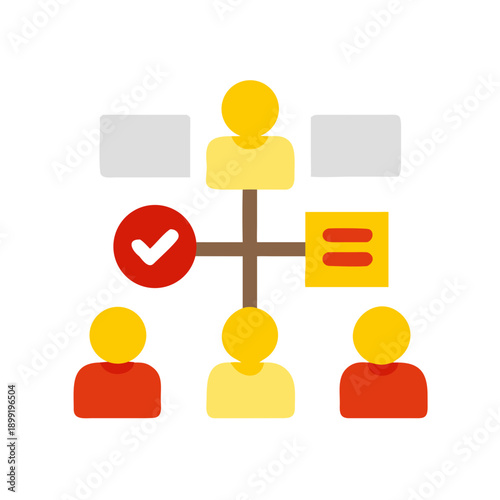 Hierarchical structure with approval and rejection symbols for decision making Vector